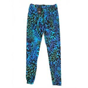 NWT C&C CALIFORNIA by Stephanie Blue Leopard Nylon Legging Large